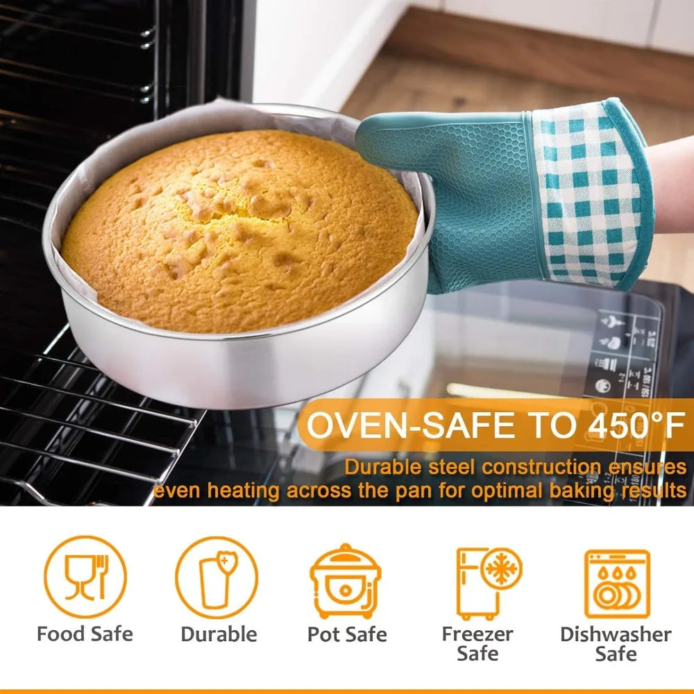 E-Far Stainless Steel Bakeware Set 9 Piece Round Square
