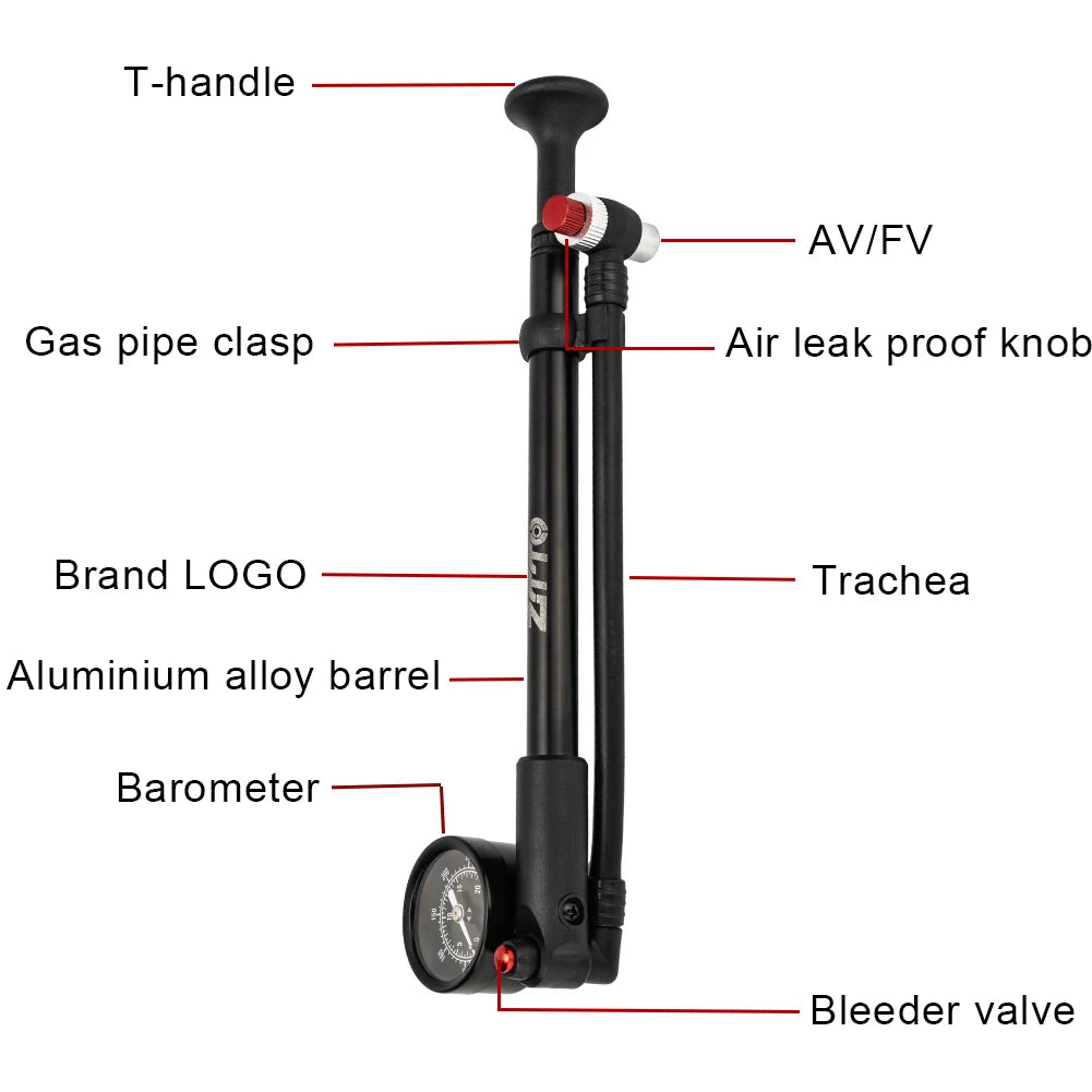 300 PSI Bicycle Pump With Gauge Schrader Presta Valve
