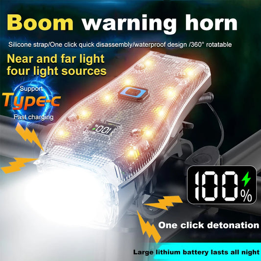 JOCESTYLE LED Bike Headlight With Horn USB Rechargeable