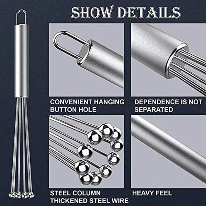 Feature Stainless Steel Ball Bead Whisk Egg Mixer Kitchen