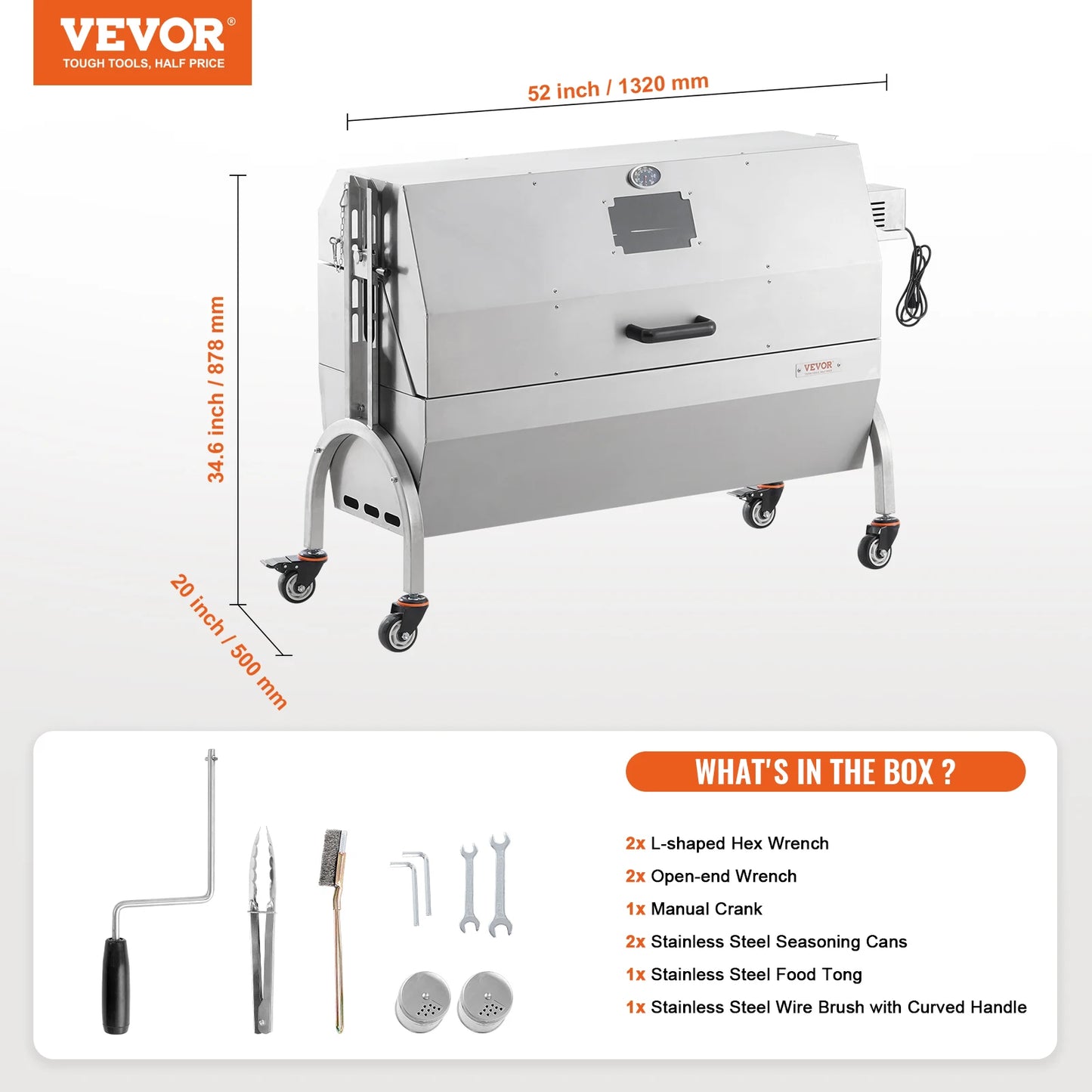 SucceBuy Rotisserie Grill With Hooded Cover Roaster