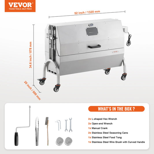 SucceBuy Rotisserie Grill With Hooded Cover Roaster