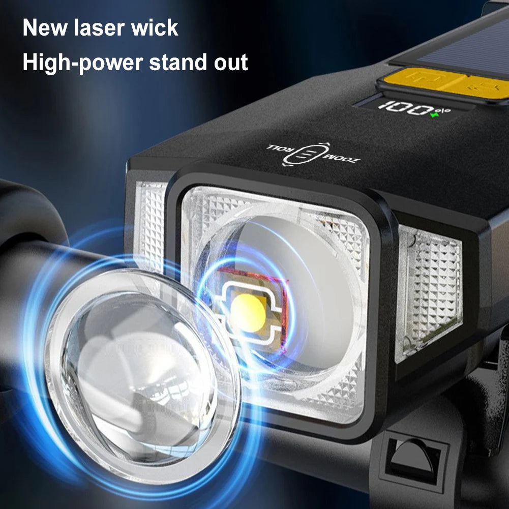 Shunmaii Solar Bicycle Headlight 4000mAh Front Lamp IPX5