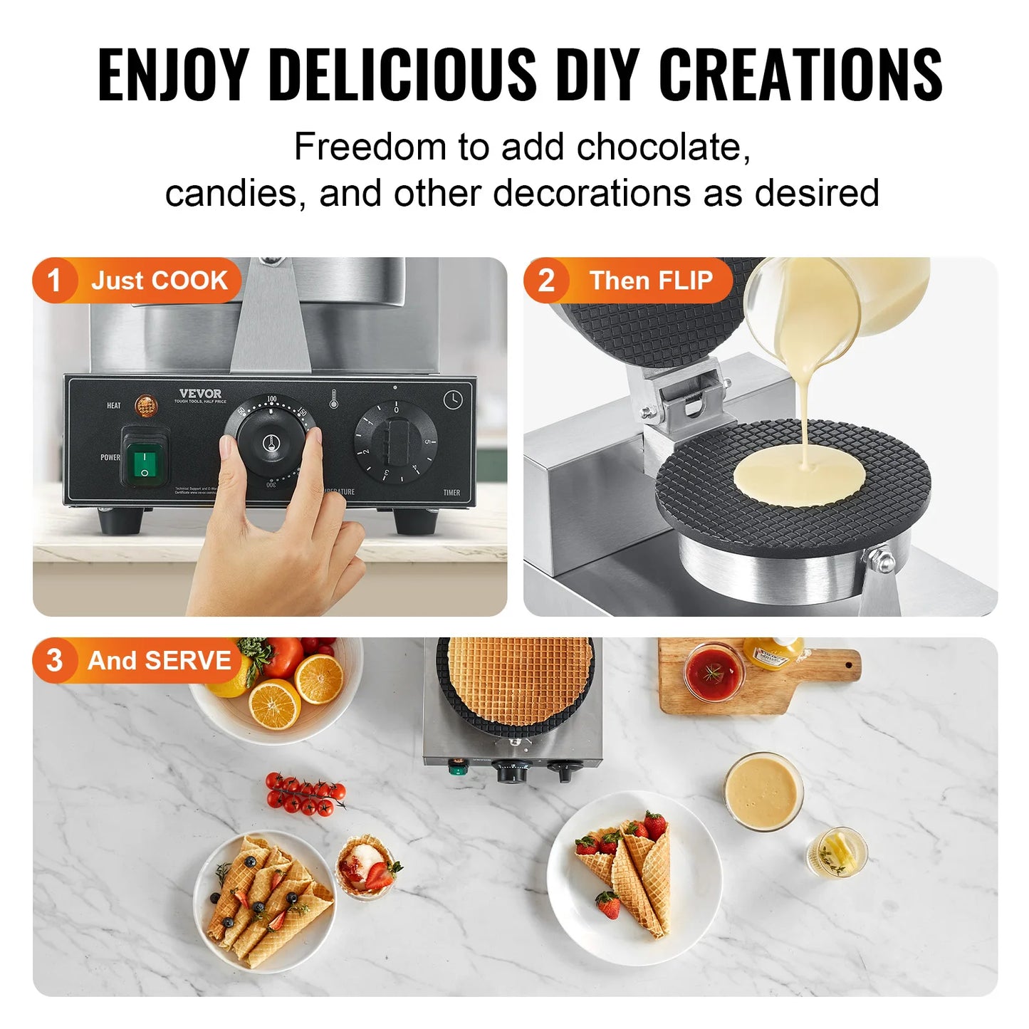 VEVOR Electric Ice Cream Cone Maker Commercial 1230W