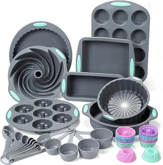 49 Pieces Silicone Bakeware Set Nonstick Molds For Cakes