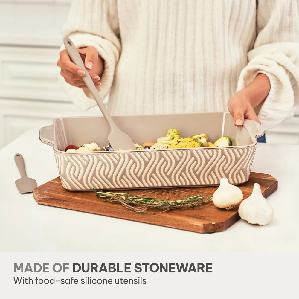 Feature Stoneware Bakeware Set With Spatulas And Whisk