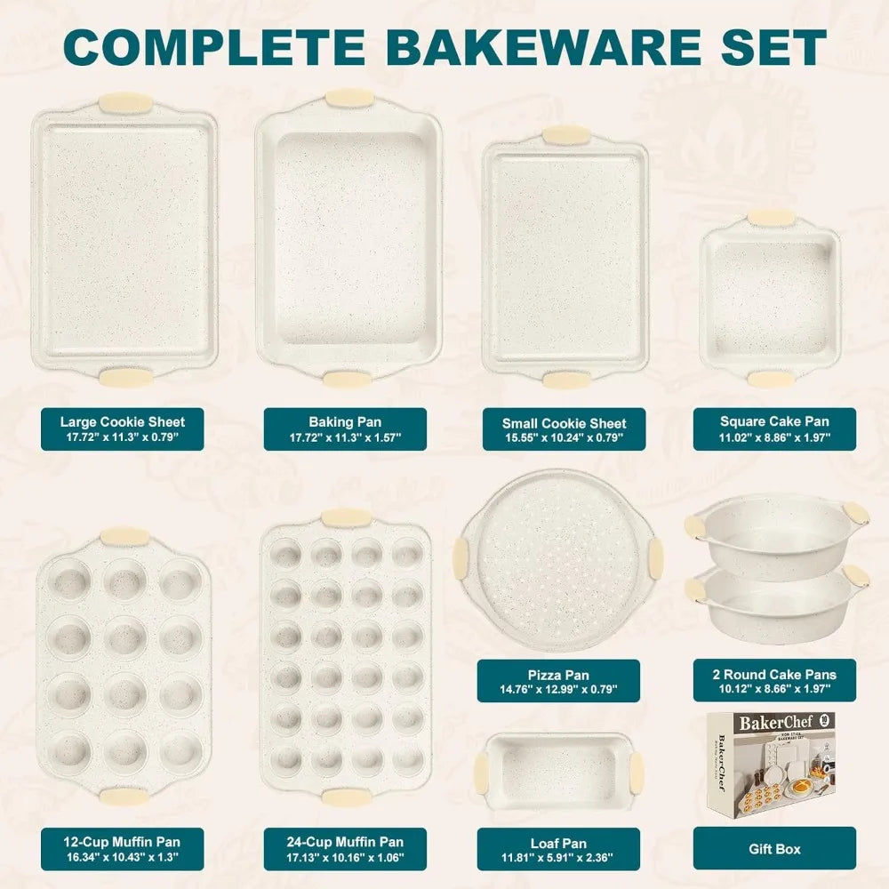 Nonstick Baking Pans Set Stackable With Silicone Handles