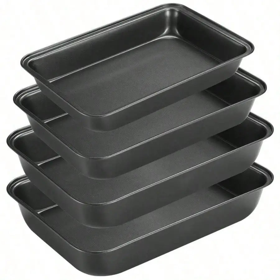 4PCS Non - stick Oven Tray Carbon Steel Baking Trays Deep Roasting Tins Rectangle Cookie Sheets Cooking Baking Pans