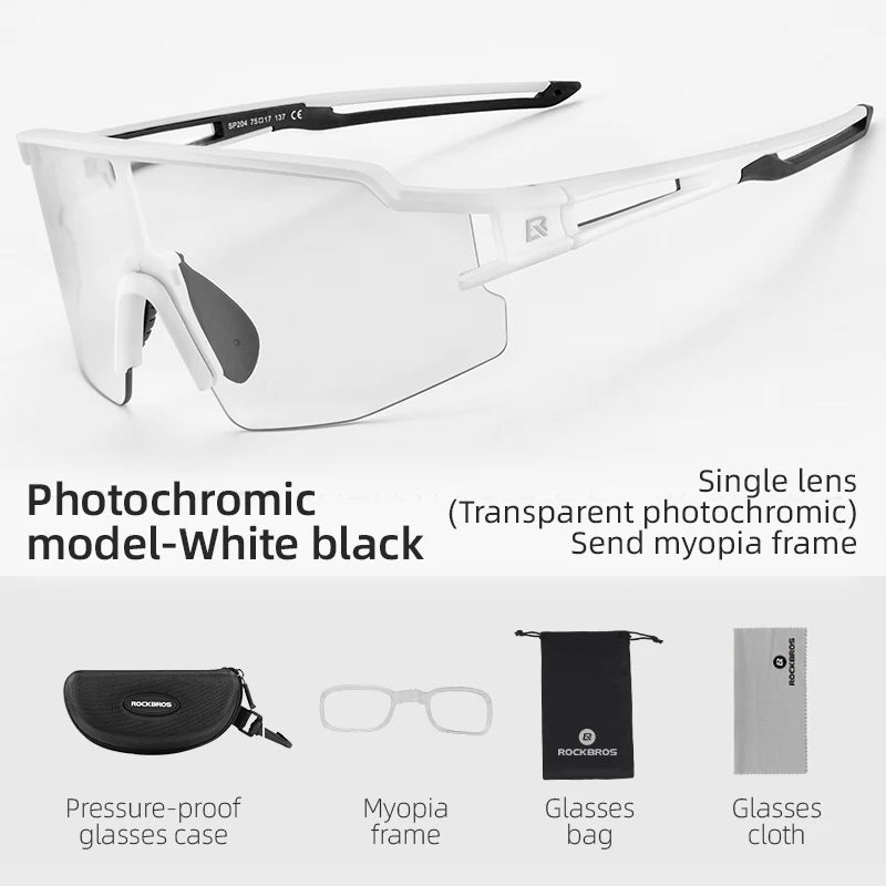ROCKBROS Cycling Glasses Photochromic Polarized Lens Bike Glasses UV400 Protection Eyewear Sunglasses MTB Road Bicycle Goggles