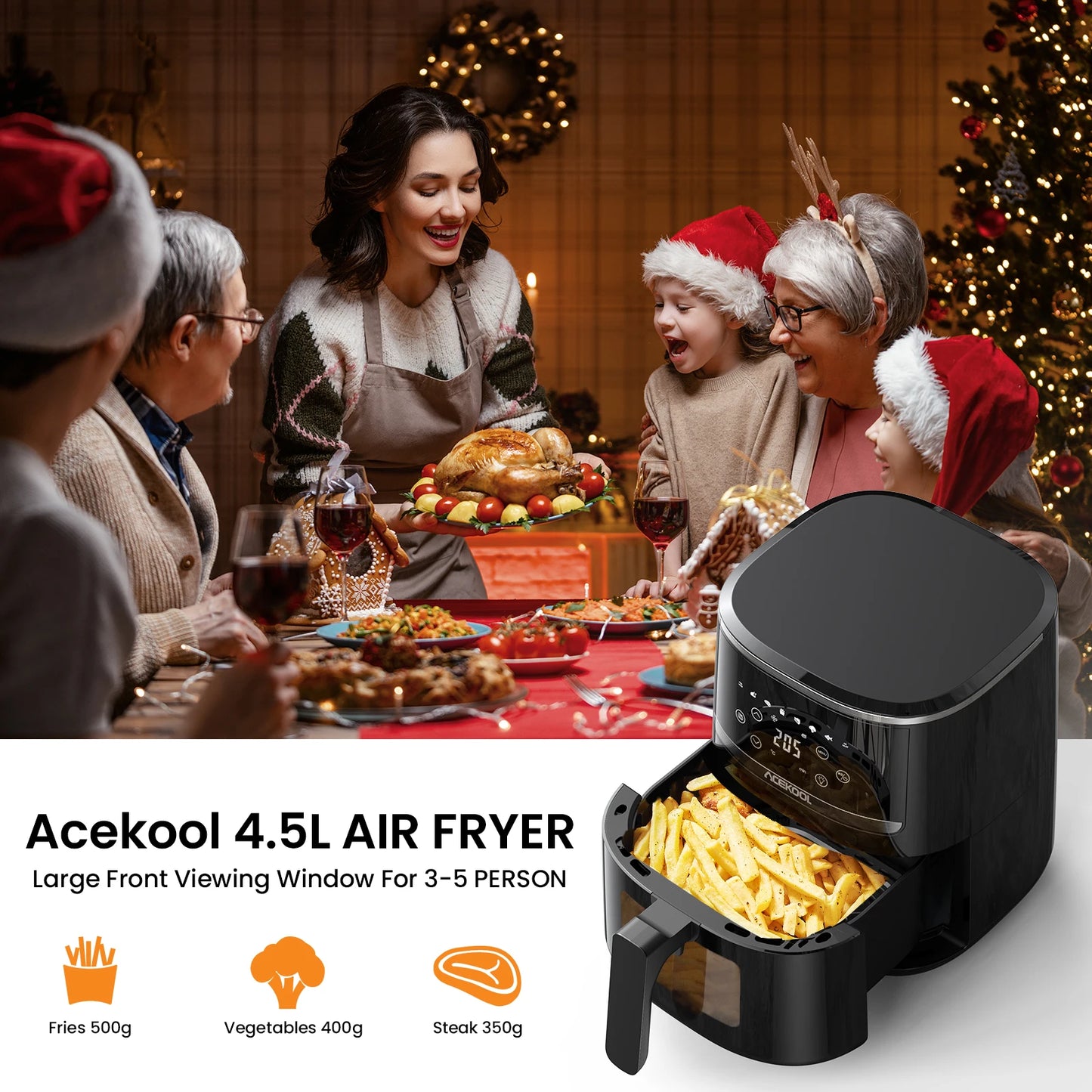 Acekool Air Fryer Toaster Oven With 8 Cooking Presets