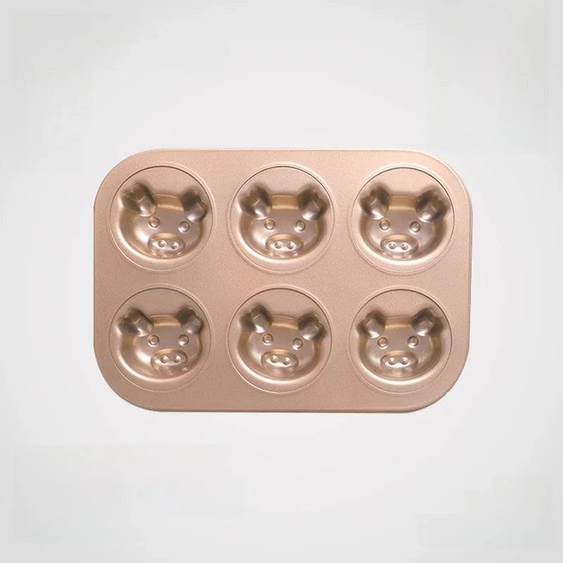 Others Cartoon Nonstick 6 Cavities Baking Mold for Oven Use