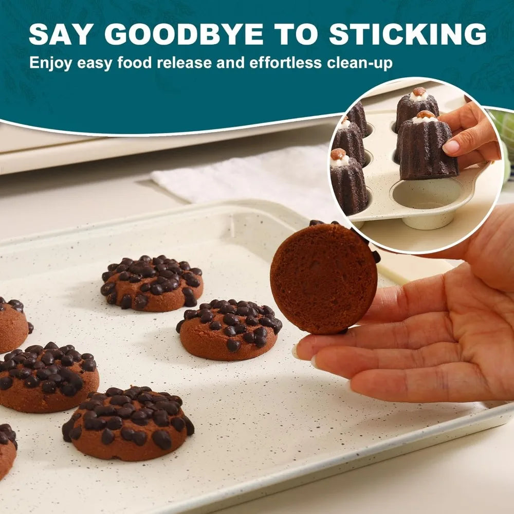 Nonstick Baking Pans Set Stackable With Silicone Handles