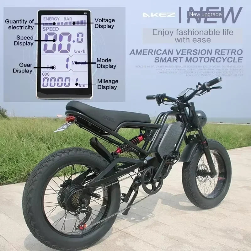 Akez 1500W 48V 18Ah Mountain Electric Fat Tire Bike