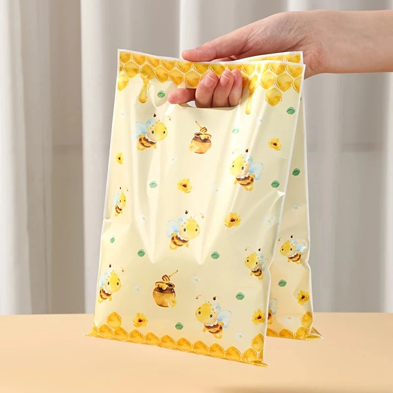 10pcs Bee Candy Handbags Little Bee Theme Party Cookie Biscuit Packaging Box Baby Shower Bee Gift Bag Birthday Party Decor