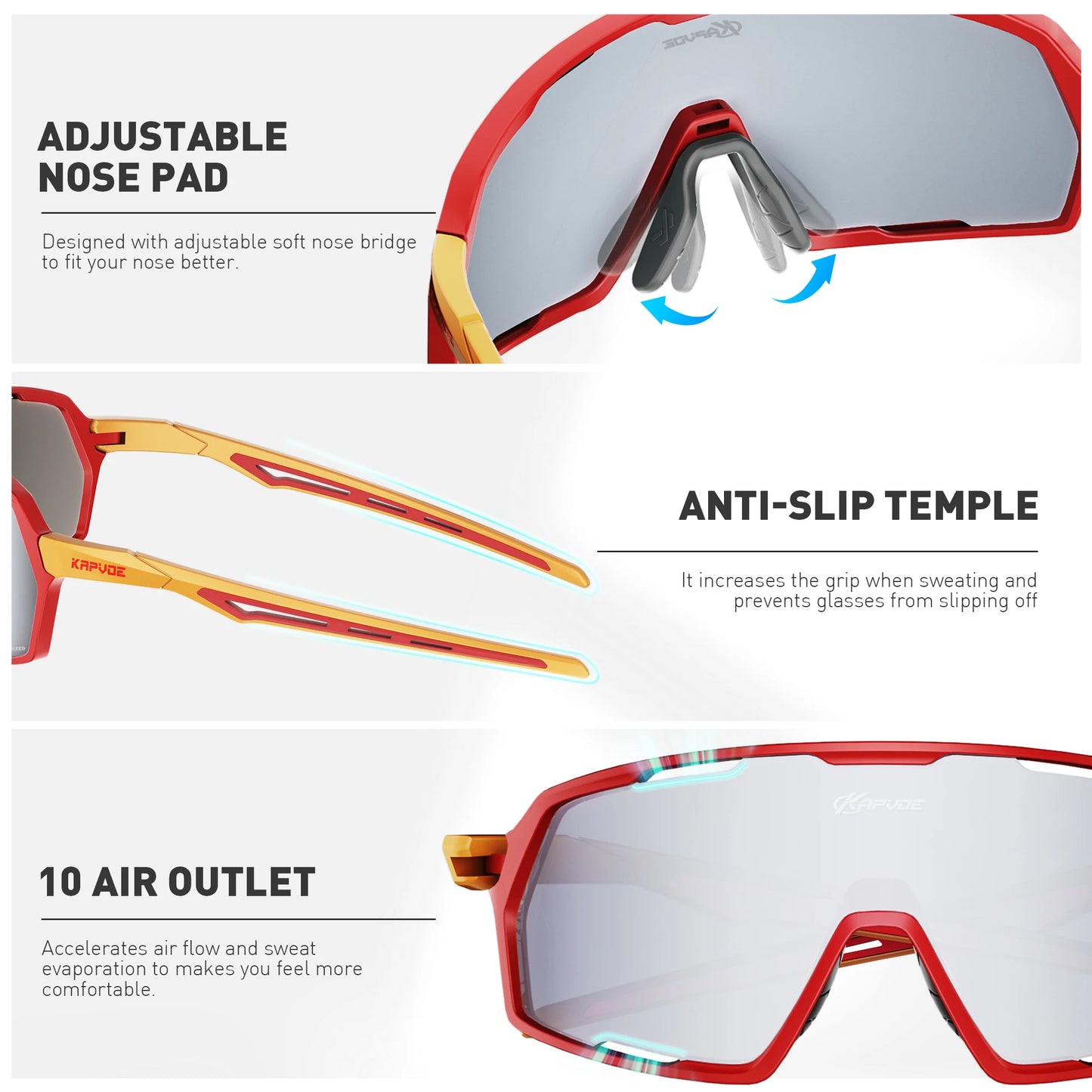Kapvoe Cycling Glasses UV400 Protection Unisex Sunglasses