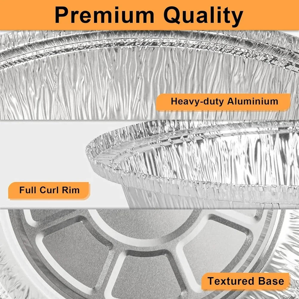 9 Inch Round Aluminum Foil Pans with Lids 50 Pack Heavy Duty Disposable Food Containers Baking Meal Prep Reheating