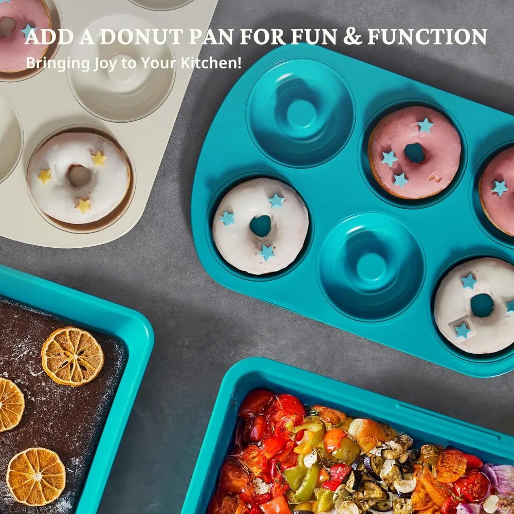 Stackable Bakeware Set 9 Piece Nonstick Pans With Donut Pan