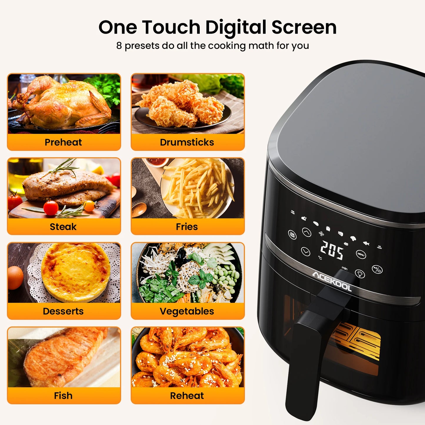 Acekool Digital Air Fryer Toaster Oven With Presets