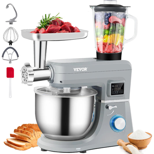 VEVOR 5in1 Stand Mixer Featuring 7.4 Qt Bowl 6 Speeds