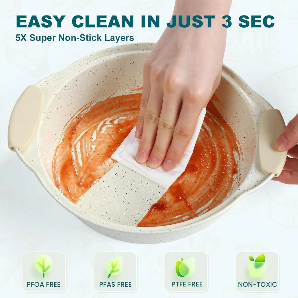 Nonstick Baking Pans Set Stackable With Silicone Handles