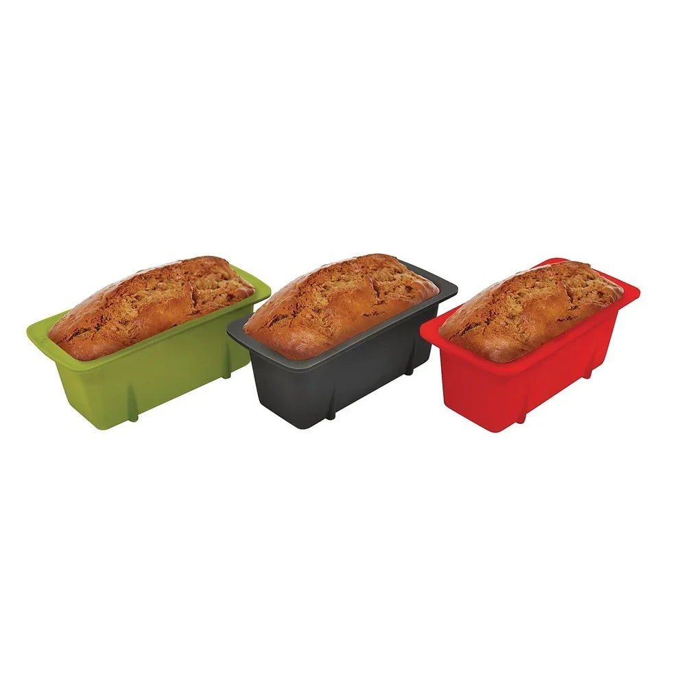 Silicone Mini Loaf Pans Set of 3 Non-Stick Reusable Bakeware Heat Resistant Perfect Banana Bread Baking