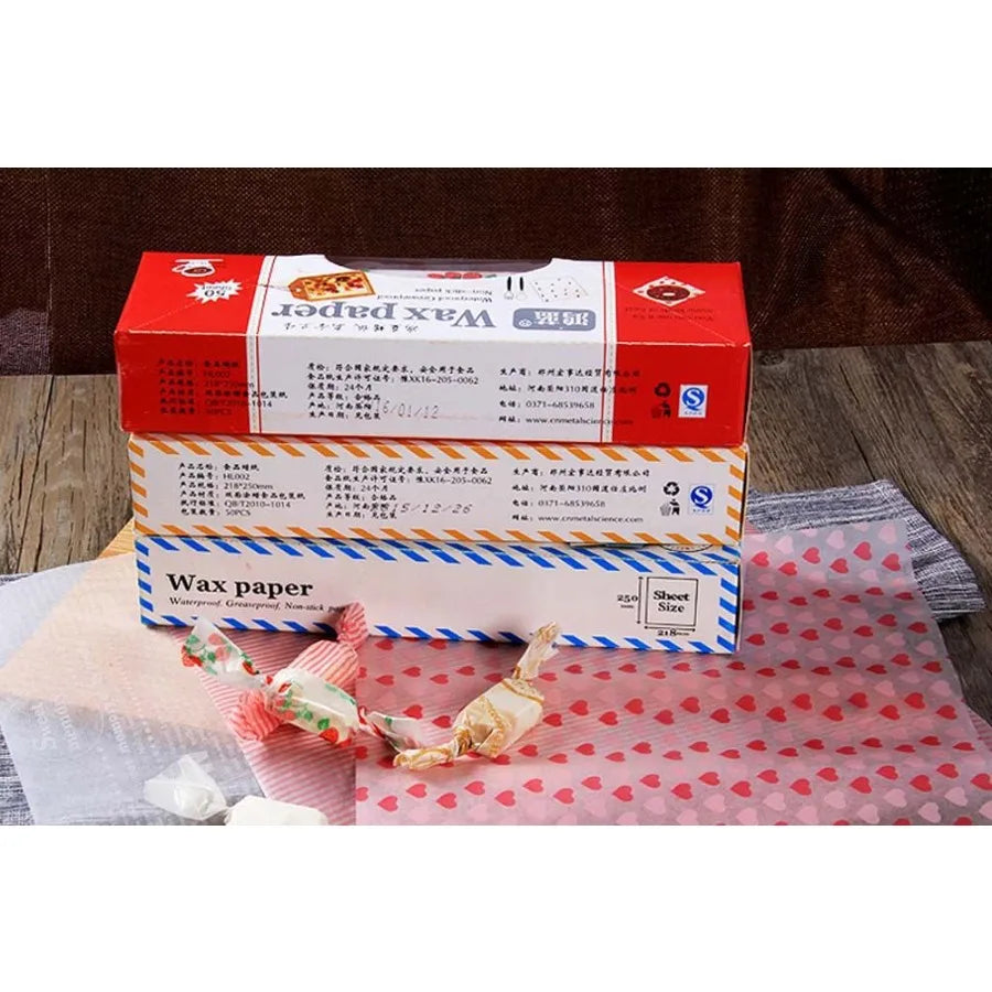 50 Pcs DIY Baking Paper Candy Hamburger Wrapping Paper OilProof Wax Paper Christmas Gift Red