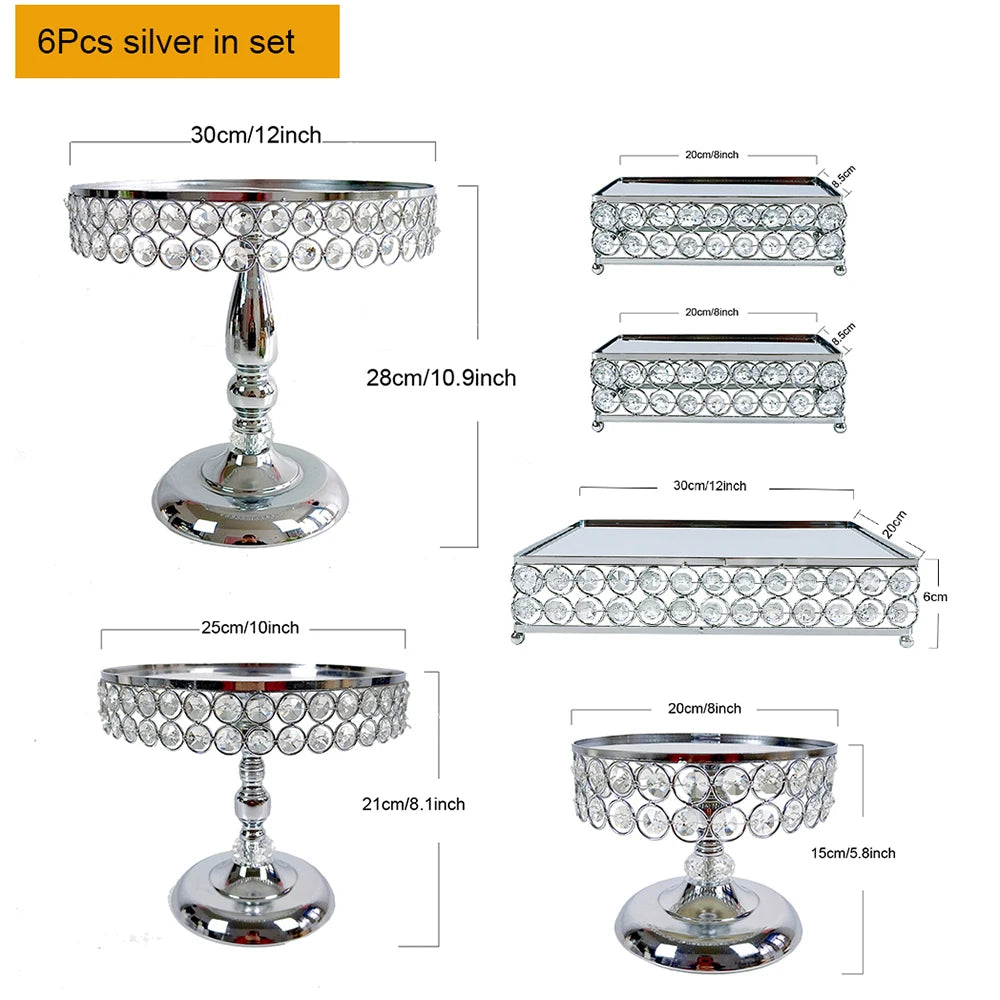 MYPOAYHODO Cake Stand Set Crystal Beaded Metal Displays