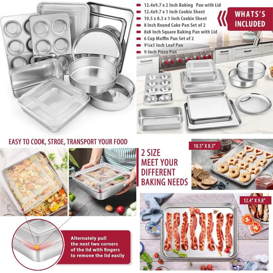 E-Far Stainless Steel Bakeware Set With Cake Pans Everyday