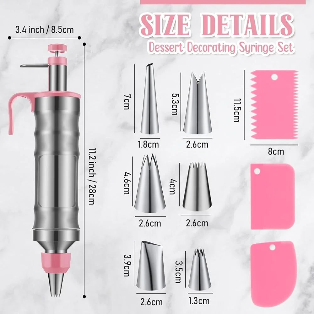 XMSJ Cake Decorating Syringe Set 3 Guns 6 Nozzles Scrapers