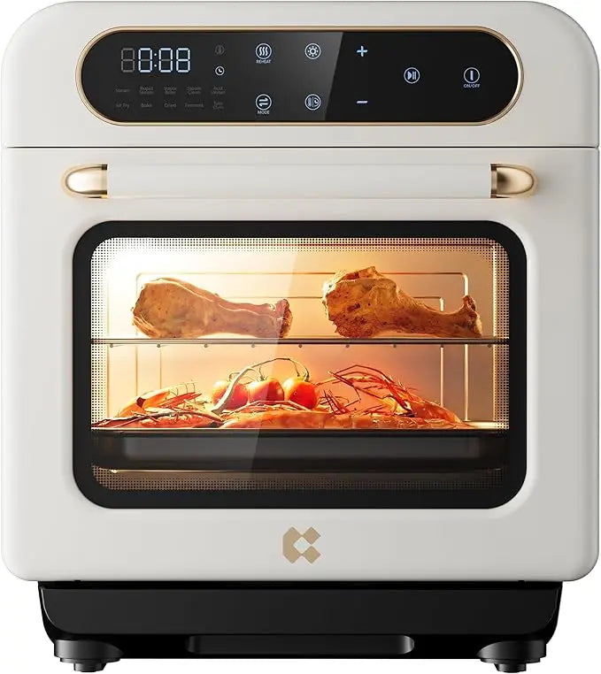 8-in-1 Air Fryer Steam Oven Countertop, 13QT Mini Toaster Oven with Steam, Rapid Steam, Air Fry, Vapor Bake, Steam Clean, Bake