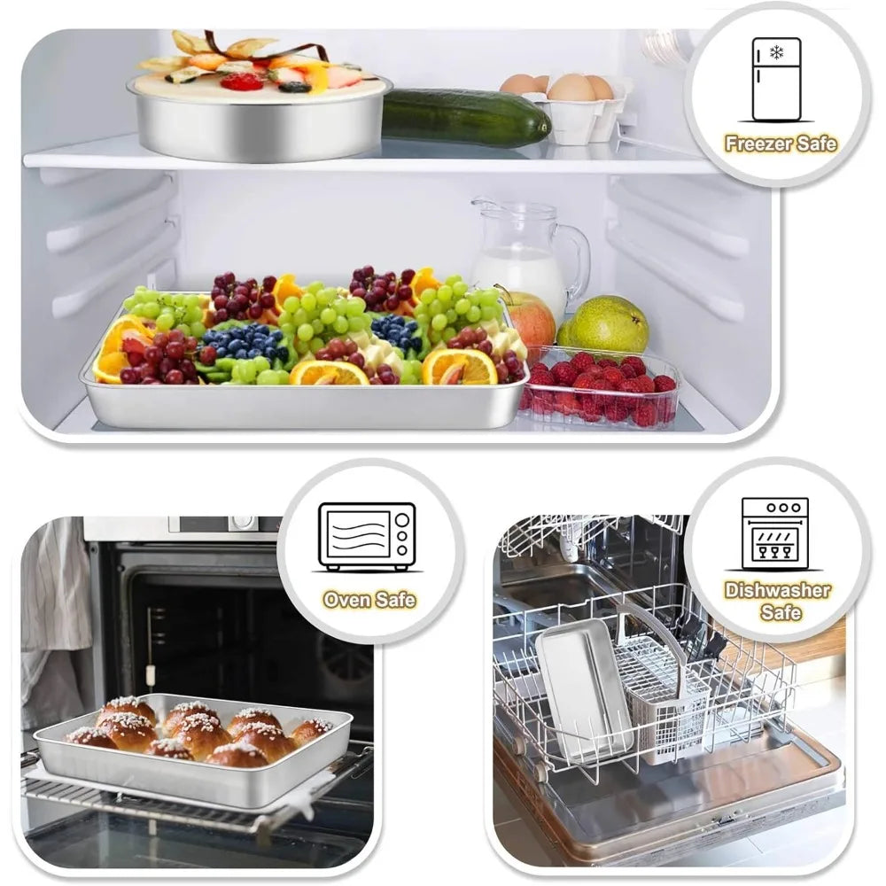 Stainless Steel EightPiece Bakeware Set Oven Pans Non Toxic