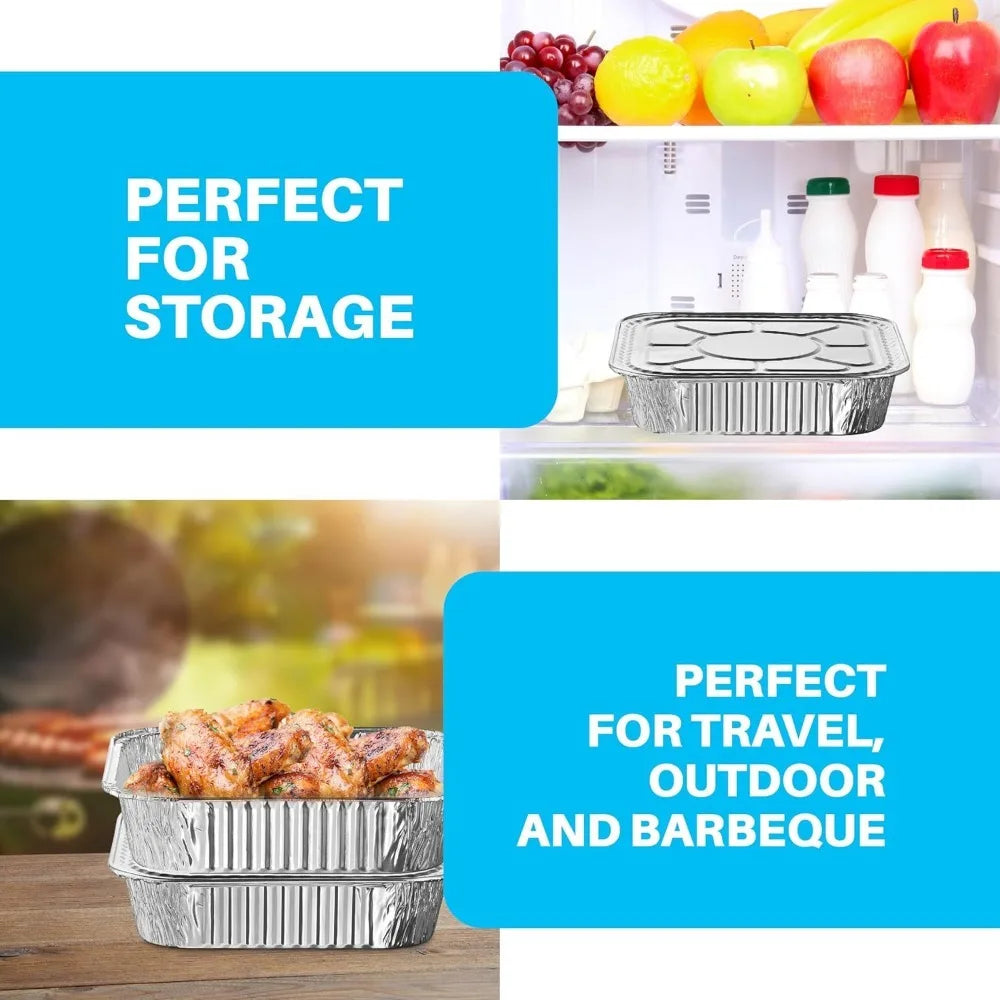 Disposable Aluminum Foil Square Baking Pans | 8 x 8 Cake Pan Tin for Broiling, Toaster Oven, Meal Prep, Roasting, Take Out