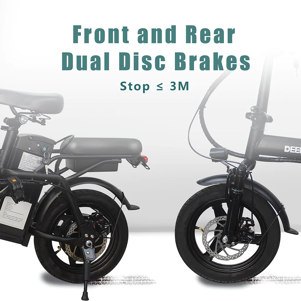 DEEPOWER Folding Electric Bike 48V 15Ah 400W City Commuter