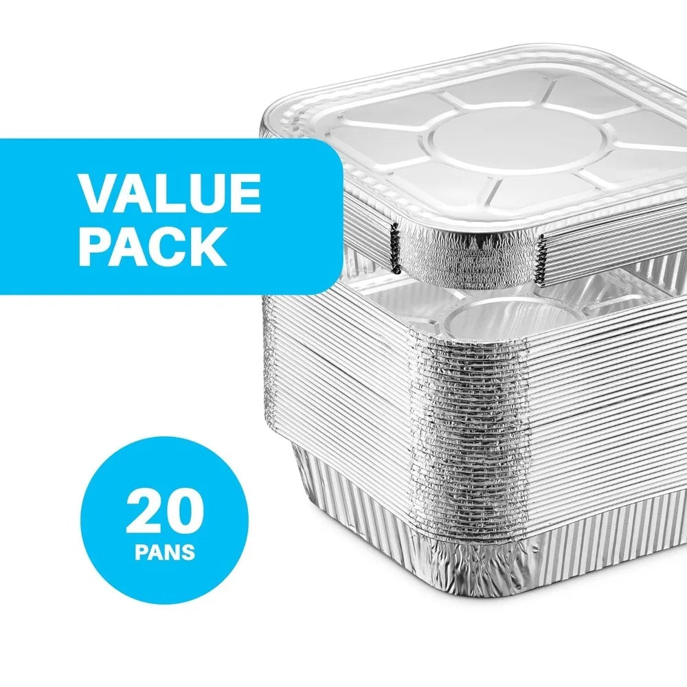 Disposable Aluminum Foil Square Baking Pans | 8 x 8 Cake Pan Tin for Broiling, Toaster Oven, Meal Prep, Roasting, Take Out