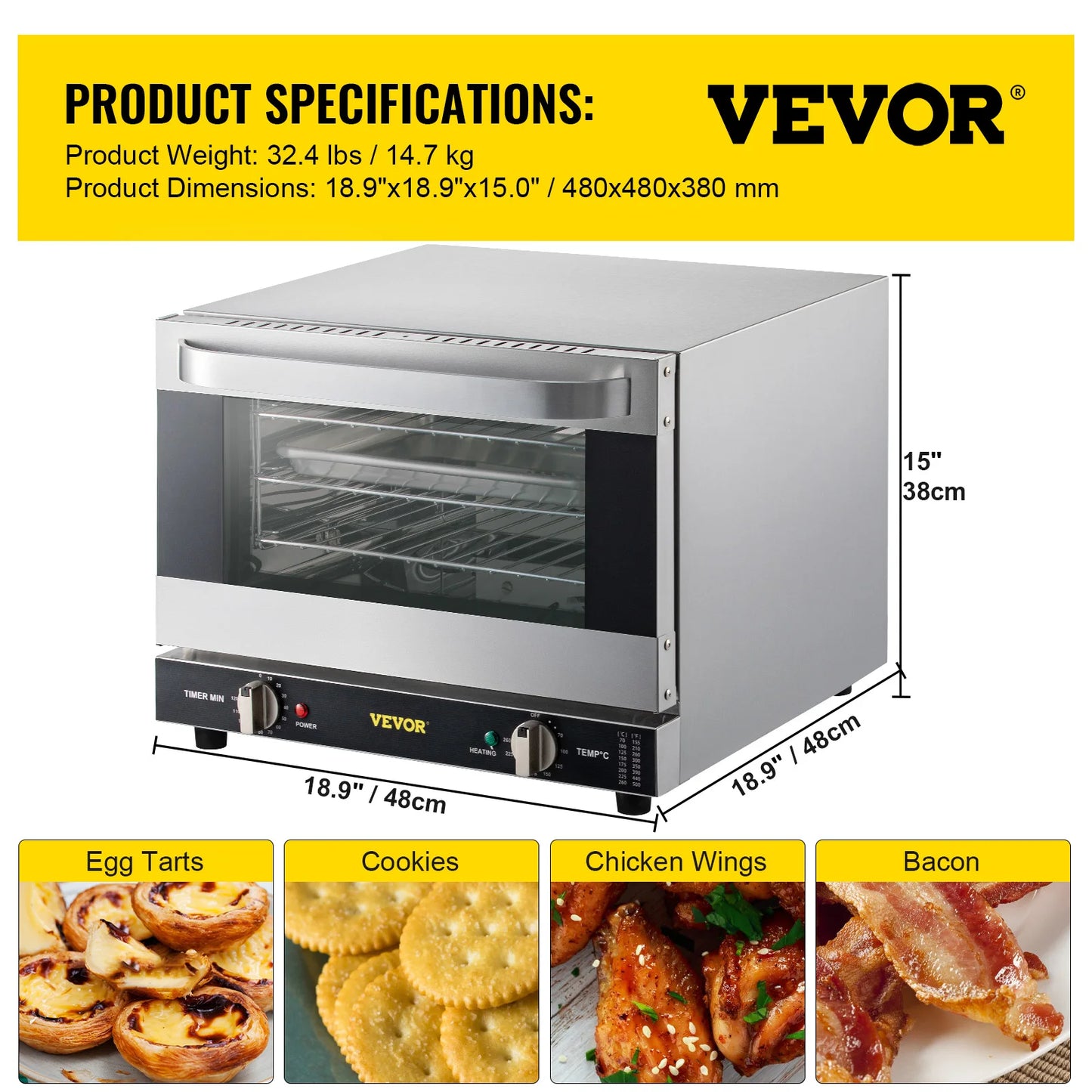 SucceBuy 21L47L66L Electric Oven Commercial Multifunction Countertop 3/4-Layer Baking Machine Home Toaster Pizza Convection Oven