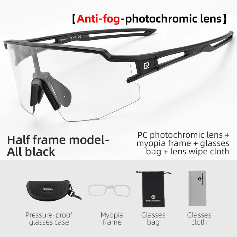 ROCKBROS Cycling Glasses Photochromic Polarized Lens Bike Glasses UV400 Protection Eyewear Sunglasses MTB Road Bicycle Goggles