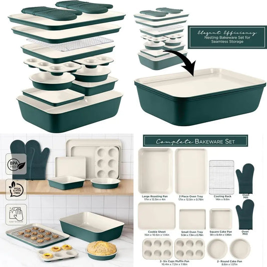 Sage 13 Piece Nonstick Stackable Bakeware Set With Release