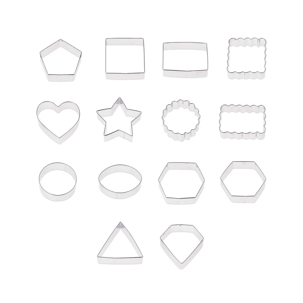 PDQ 14 Piece Metal Cookie Cutter Set Assorted Shapes