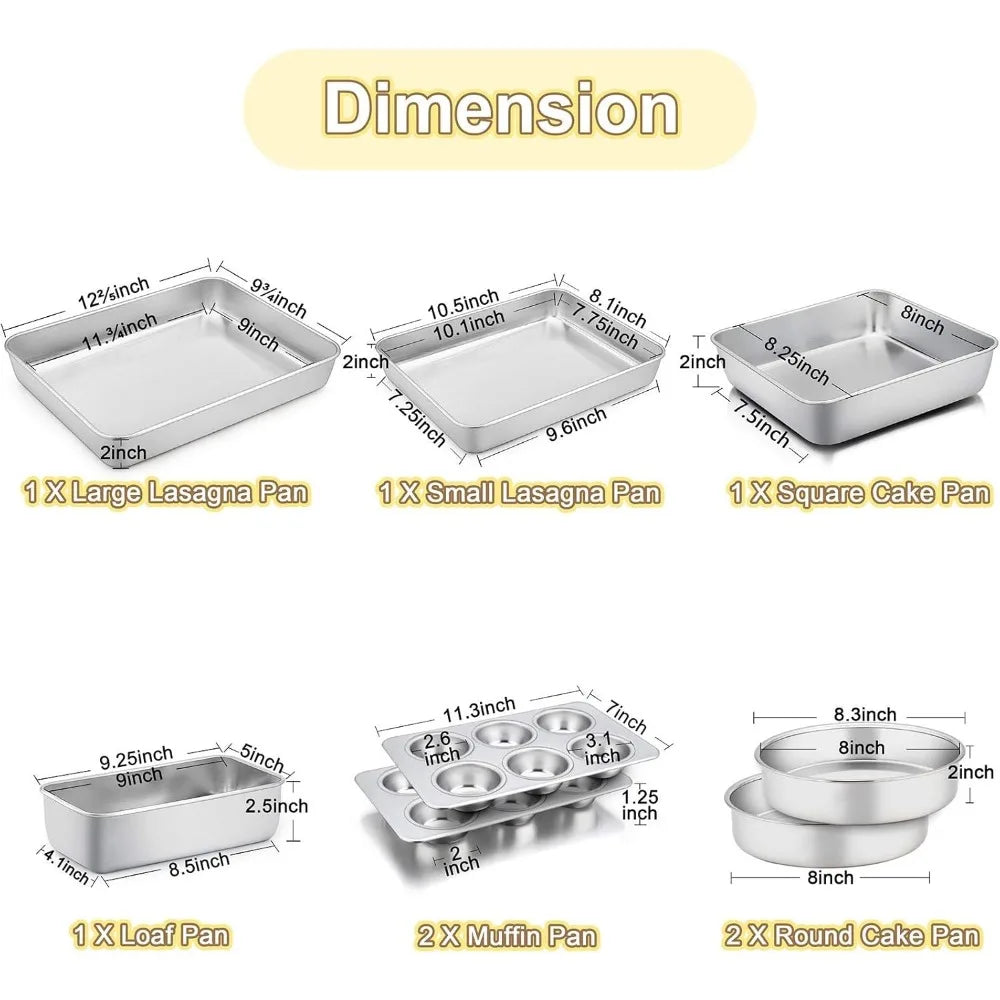 Stainless Steel EightPiece Bakeware Set Oven Pans Non Toxic