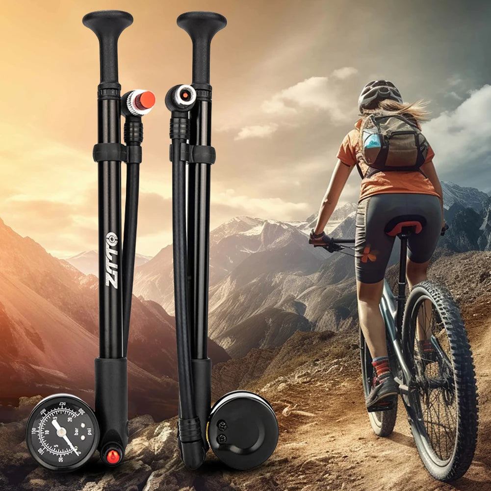 300 PSI Bicycle Pump With Gauge Schrader Presta Valve