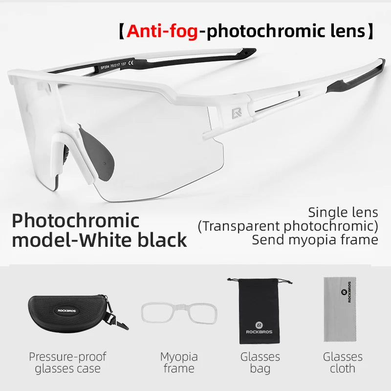 ROCKBROS Cycling Glasses Photochromic Polarized Lens Bike Glasses UV400 Protection Eyewear Sunglasses MTB Road Bicycle Goggles