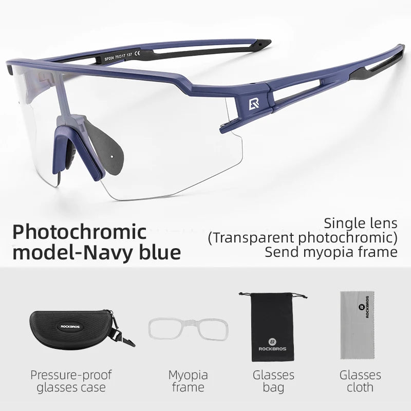ROCKBROS Cycling Glasses Photochromic Polarized Lens Bike Glasses UV400 Protection Eyewear Sunglasses MTB Road Bicycle Goggles