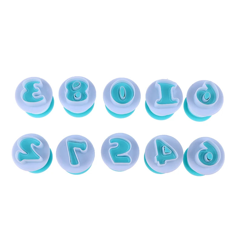 Cake Tools 10 Pcs Plunger Cookie Cutter Alphabet Numbers