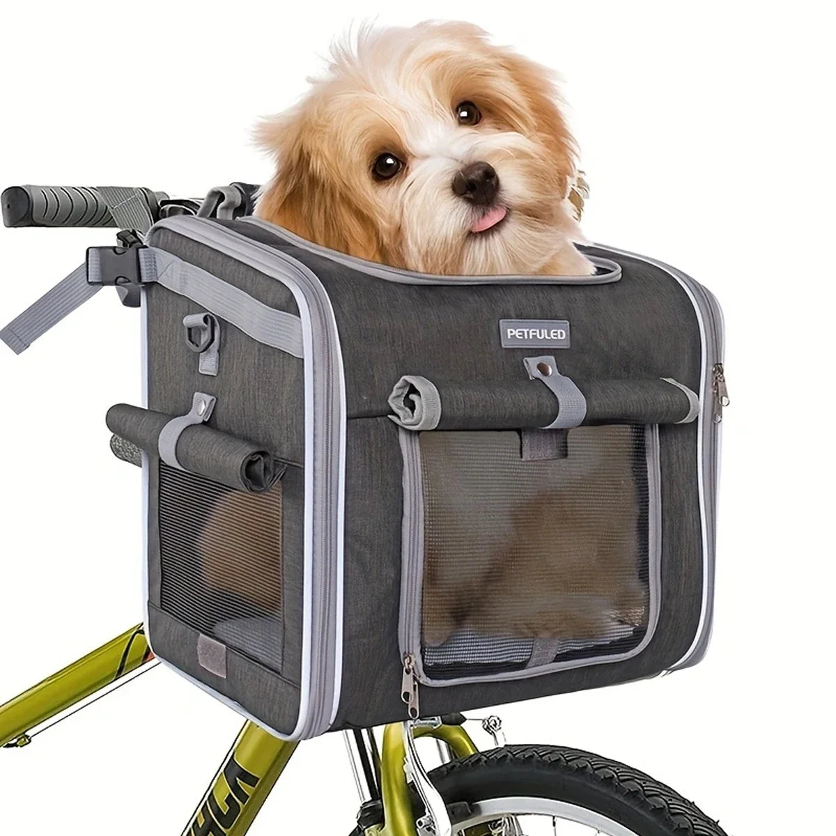 Fuled Dog Cat Bike Basket Expandable Soft Sided Carrier