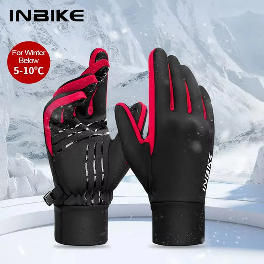 INBIKE Winter Fleece Cycling Gloves for Men and Women Waterproof