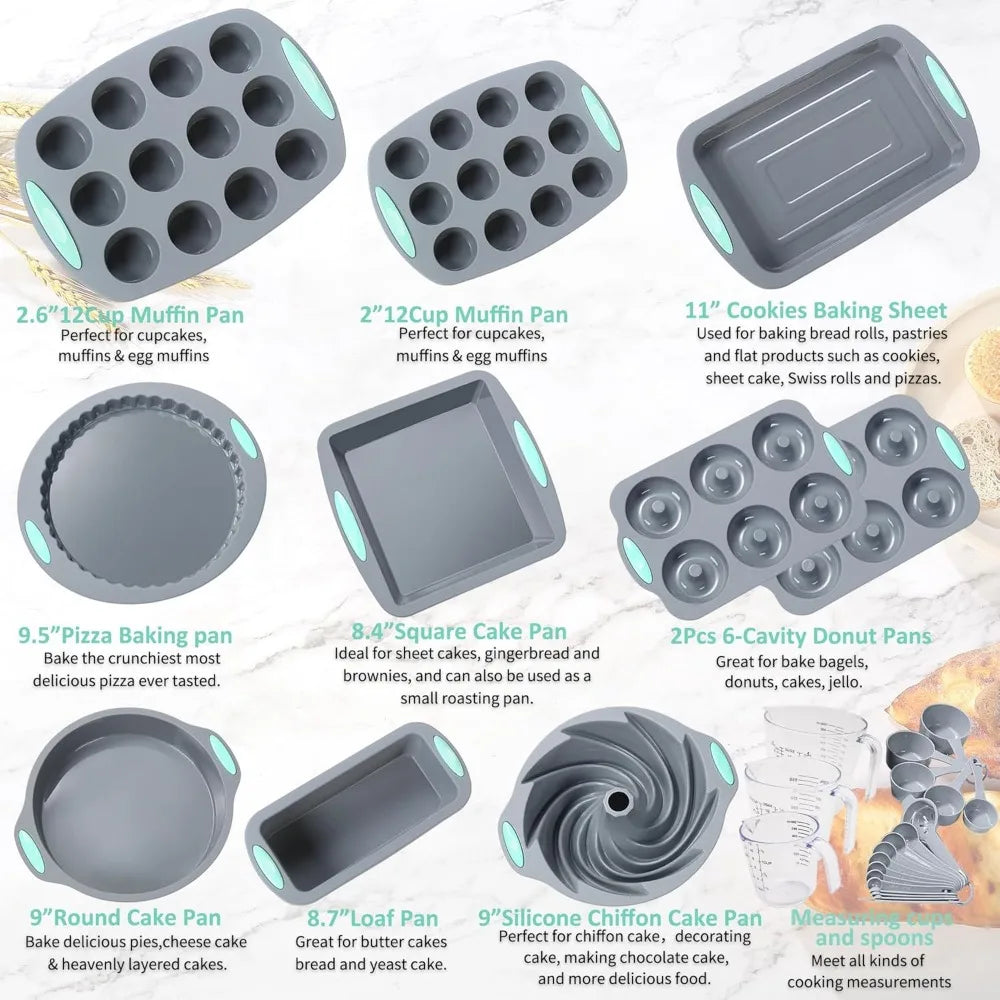 Thirty In One Silicone Baking Set Pans Molds And Cups