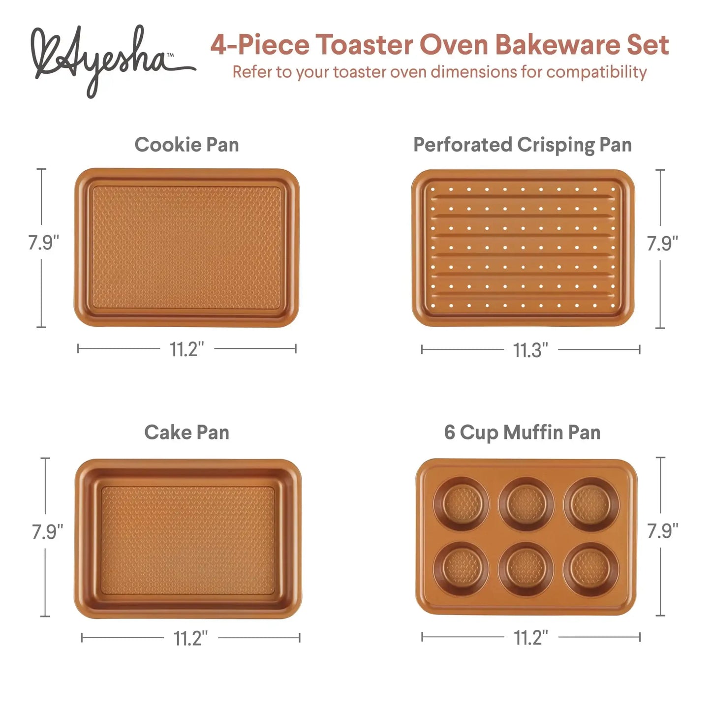 Hign-Concerned Ayesha 4-Piece Toaster Oven Bakeware Set