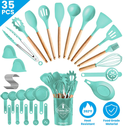 Hign-concerned 35 Piece Kitchen Utensil Set With Holder