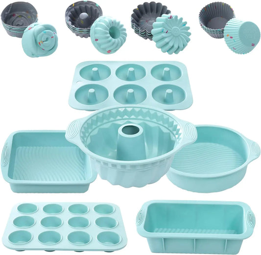 Hign Concerned Silicone Bakeware Set 30 Piece With Reusable Liners