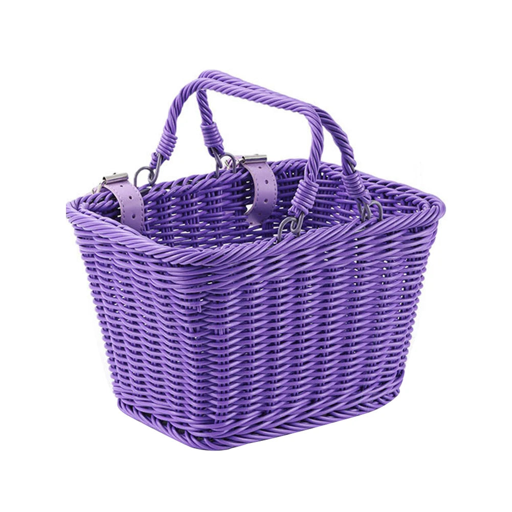 MOJOYCE Cute Square Bicycle Basket With Leather Straps